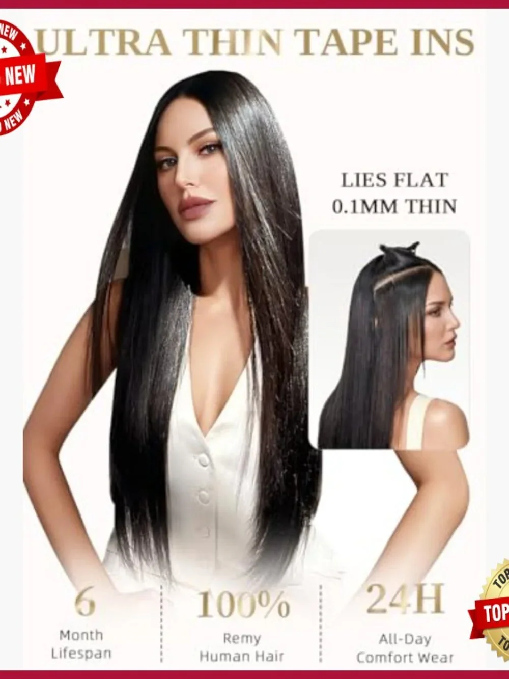 Real Human Hair Tape Extensions 22 Inches 20 Pieces Seamless Double Sided
